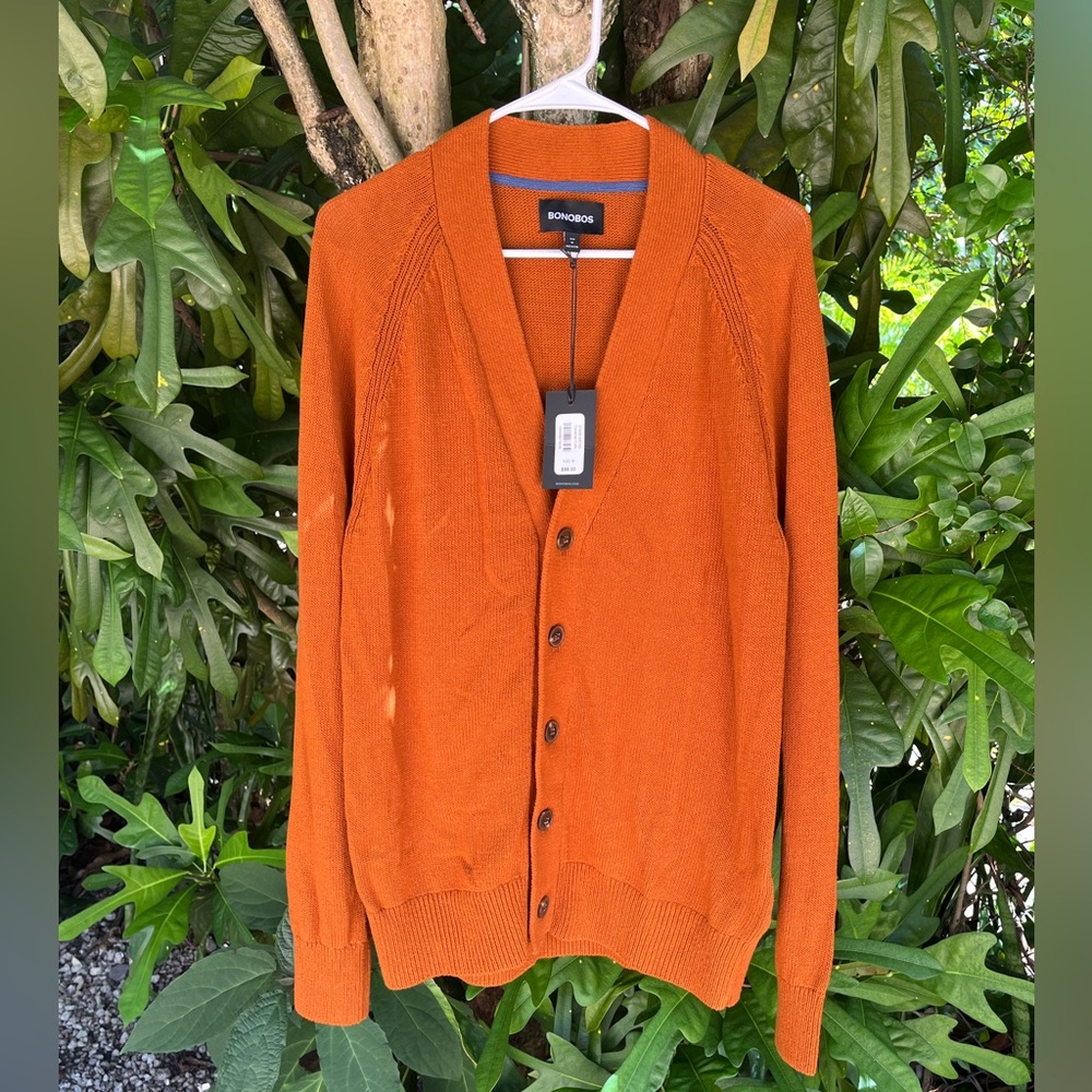 Bonobos Caramel Cafe Rust Orange All Cotton Cardigan